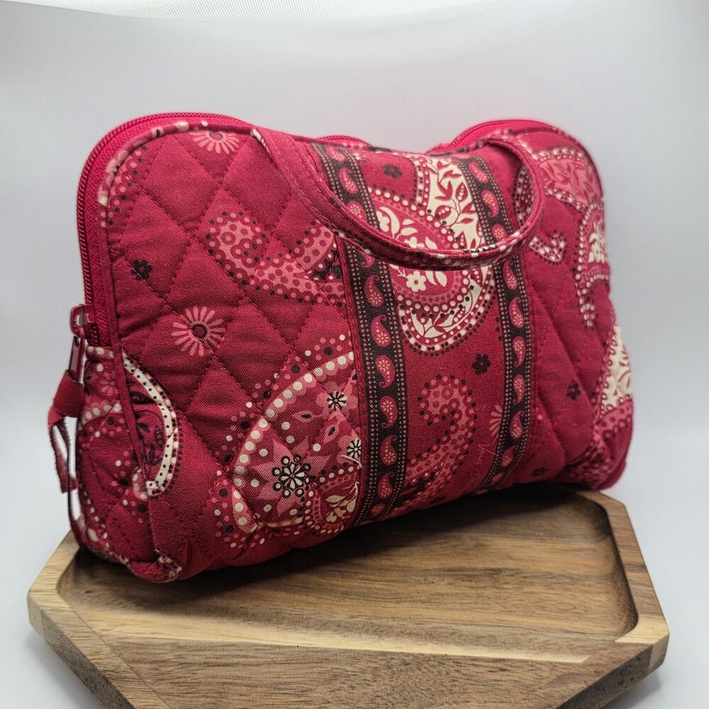 Vera Bradley Mesa Red Cosmetic Travel Organizer Bag Quilted Retired Paisley